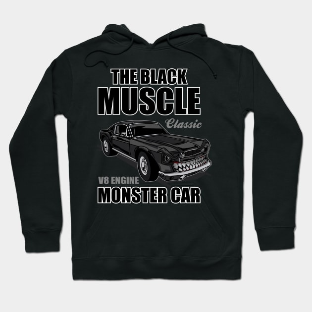 BLACK MONSTER MUSCLE CAR Hoodie by beanbeardy